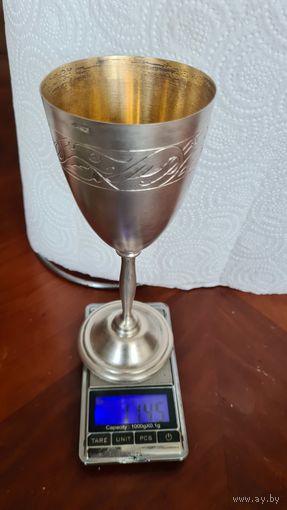 С 1 РУБЛЯ ! БОЛЬШОЙ ФУЖЕР ПОЗОЛОТА СТОПКА РЮМКА СТАКАН СЕРЕБРО 875 СССР