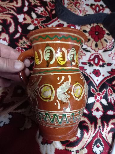 Кувшин СССР обливная керамика расписной