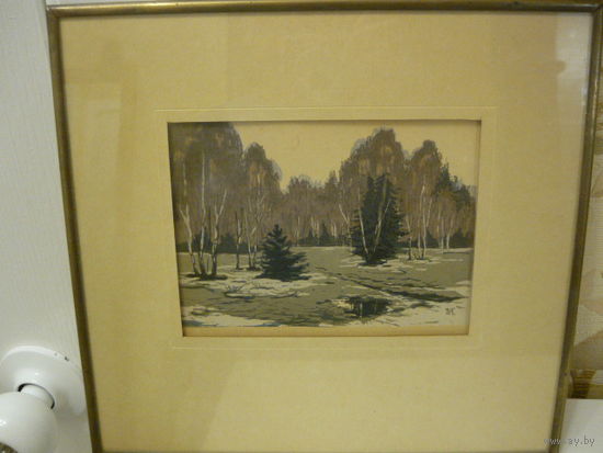 Линогравюра  "НОКТЮРН"  , худ. А.Иглин