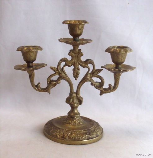 Подсвечник Канделябр на три свечи Бронза