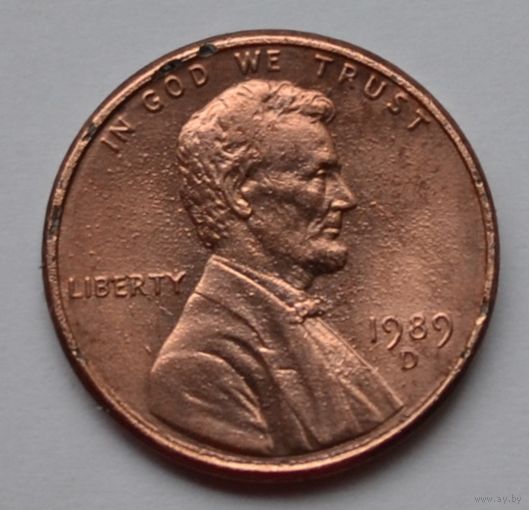США, 1 цент  1989 г. D