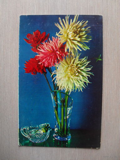 ДВОЙНАЯ ЧИСТАЯ ОТКРЫТКА.СССР. 1970 год. БУКЕТ. фото. П. СМОЛЯКОВА.