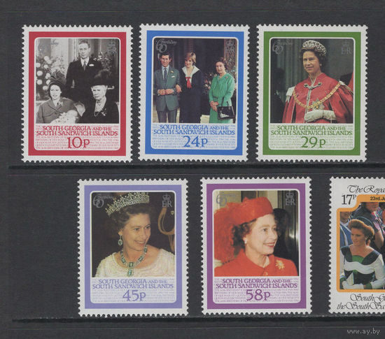 Южная Георгия и Южные Сандвичевы Острова 1986** 60 лет Королева Елизавета II  Mi#142-146