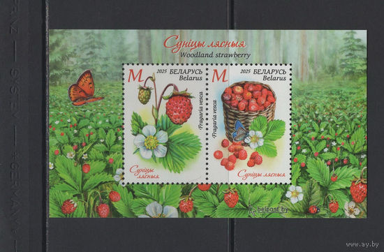 Флора Беларусь 2025 Блок марок "Земляники лесные" (с запахом лесной земляники)