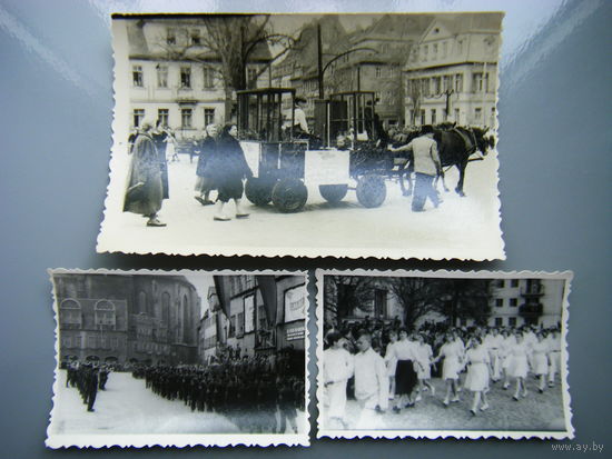 3 шт. Фото 1950е годы. Совместный парад в Германии на 1МАЯ. СССР-ГДР.