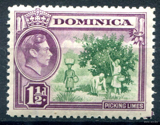 Британские колонии - Доминика - 1938/47г. - ландшафты, король Георг VI, 1 1/2 P - 1 марка - MH [Mi 95]. #4-B6-116-A-1