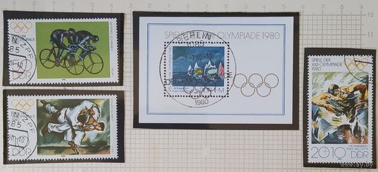 ГДР (1949–1990) 1980 Москва-80, олимпиада, блок + 3м.