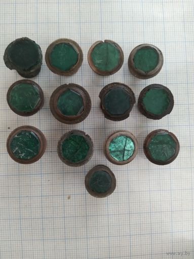 Запонки старинные. Зелёные