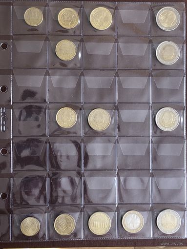 Набор из 50 монет Евро в пяти листах Оптима по странам