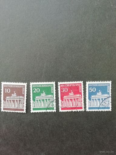 Западный Берлин 1966 серия марок "Стандарт. Бранденбургские ворота" (гашеные без клея) Mi.286-289 каталог 1.40 евро