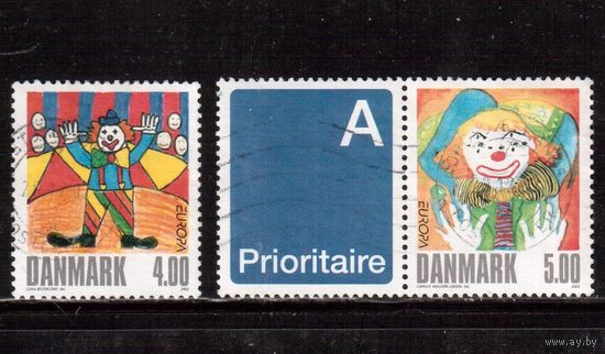 Дания-2002, (Мих.1310-1311) гаш., Цирк, Европа СЕРТ