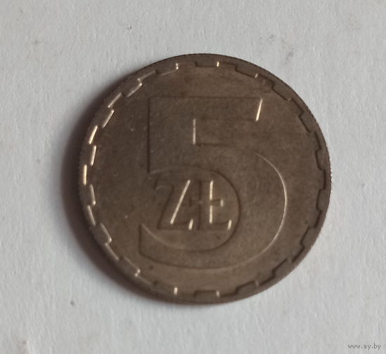 Польша ПНР 5 злотых 1986 год мелкий шрифт в легенде состояние