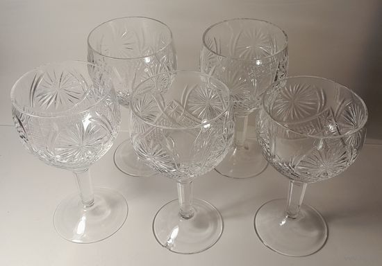 Фужеры  ХРУСТАЛЬ СССР 4+1 шт.