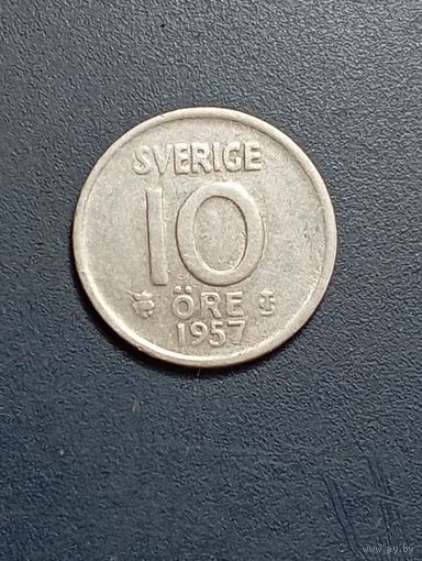 Швеция 10 эре 1957 года .
