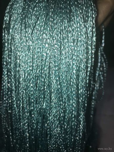 Тюль-шторы (нити) бирюзовые с люрексом