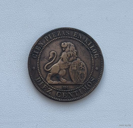 ИСПАНИЯ  10 сентимо 1870 г.