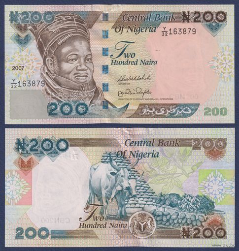 Нигерия, 200 найра 2007 г, P-29f (Y, политик Ахмаду Белло, быки), UNC