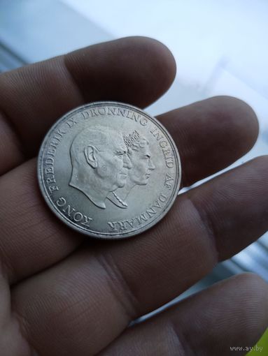 Дания 5 крон 1960 "Серебряная свадьба короля Фредерика и королевы Ингрид"
