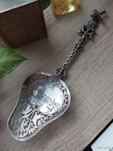 Сервировочная ложка Серебро Подвижная мельница Ручная работа