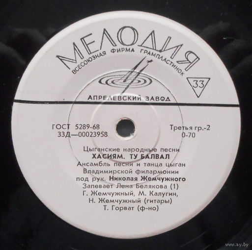 Ансамбль Песни И Танца Цыган Владимирской Филармонии, миньон 1968