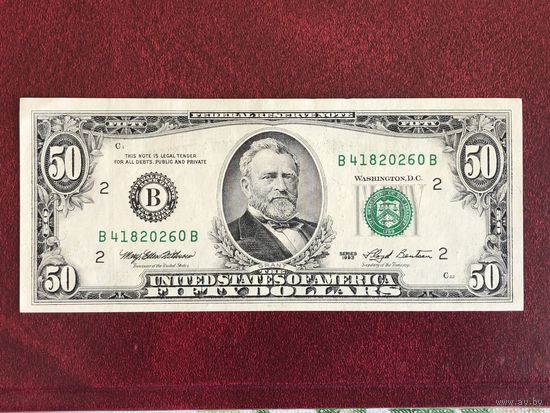 50 долларов США 1993 года, (B) New York, aUNC