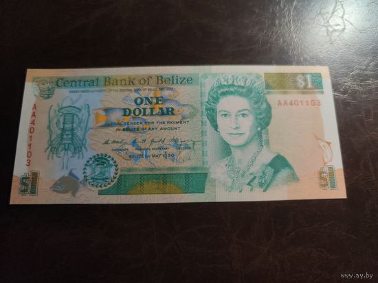 Белиз 1 доллар образца 1990 года UNC p51 серия АА