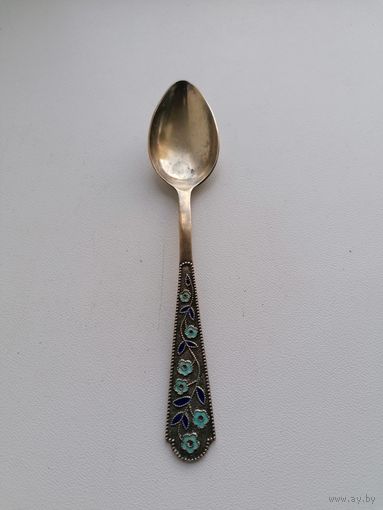 Ложка чайная СССР, серебро 875 пробы, эмали торги с Рубля лот 8