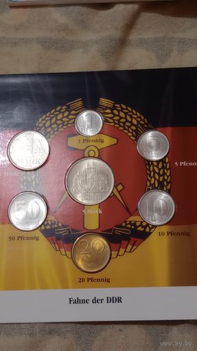 ГДР набор монет 7 штук 1972-1990 в упаковке