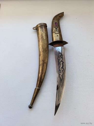 Кинжал винтажный, сувенирный с резьбой и инкрустацией. Средняя Азия. ПРОДАЁТСЯ ИСКЛЮЧИТЕЛЬНО В КОЛЛЕКЦИОННЫХ ЦЕЛЯХ.