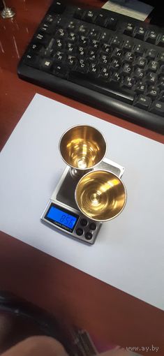2 рюмки Кубачи 1КХК. Серебро 875 звезда, чернь, позолота. Вес 85,6 грамма. Высота 8 см. 22