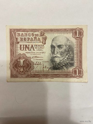 Испания 1 песета 1953 год.-0901