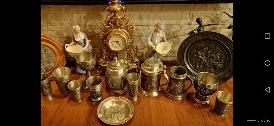 Бокалы тарелки из олова Германия клеймо .