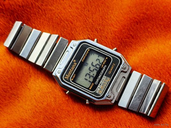 Электронные часы. Montana (Монтана), браслет шпалы в подарок. Торг есть. (No 2).