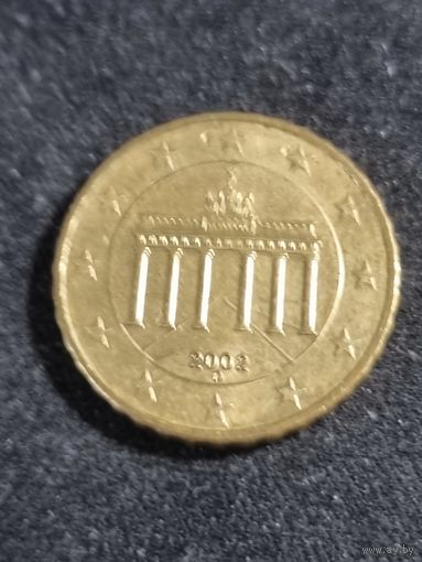 Германия 10 евроцентов 2002 D