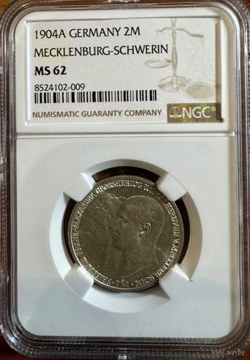2 марки Мекленбург-Шверин 1904 А MS62 " Свадьба"