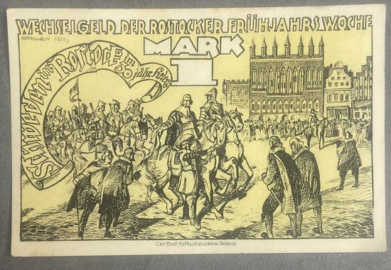 Нотгельд 1 марка 1922 год. Росток,. Веймарская республика