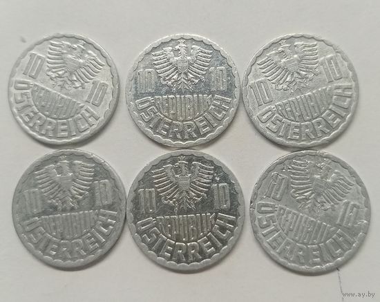 10 грошей 1968 год. 1972 год .1977 год.1980 год.1989 год.1992 год