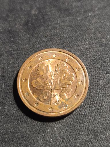 Германия 2 евроцента 2015 D
