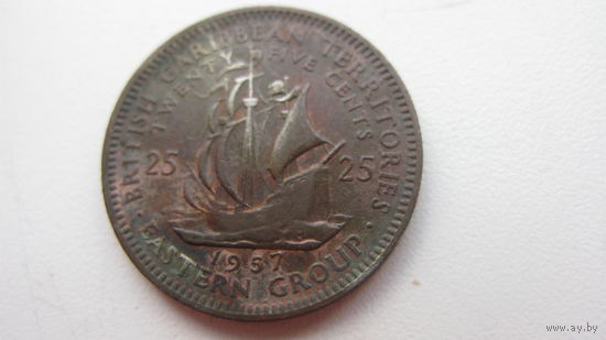 Карибы  25 центов   1957
