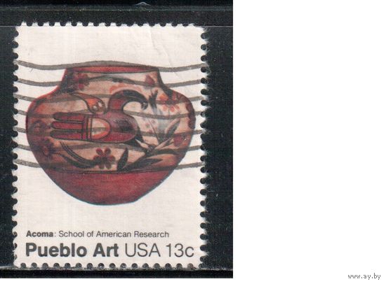 США-1977, (Мих.1297) , гаш. , Искусство, Сосуды