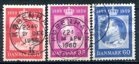 Дания - 1959г. - 60-летний юбилей короля Фредерика IX - 3 марки - полная серия, гашёные [Mi 371-373]. #3-WB-101-A-2