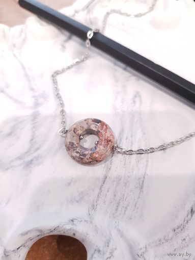 Кулон из натурального камня с цепочкой Бублик - Пейзажная Яшма