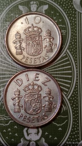 Испания 10 песет лот 2 штуки 1983,1992