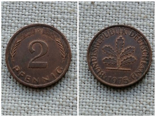 Германия ФРГ 2 пфеннига 1975 D