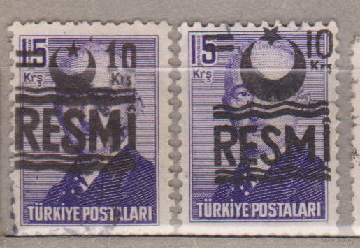 Известные люди личности Официальные марки Турция 1955 год лот 5 (8) с НАДПЕЧАТКОЙ