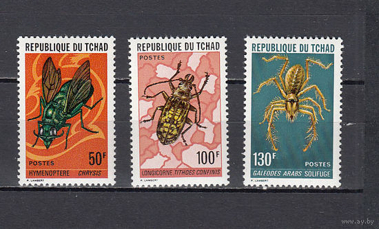Фауна. Жуки. Чад. 1974. 3 марки. Michel N 696-698 (16.0 е)
