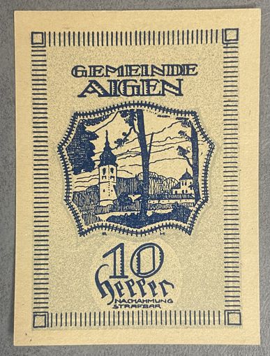Нотгельд Австрия Айген, 10 геллеров 1920 год