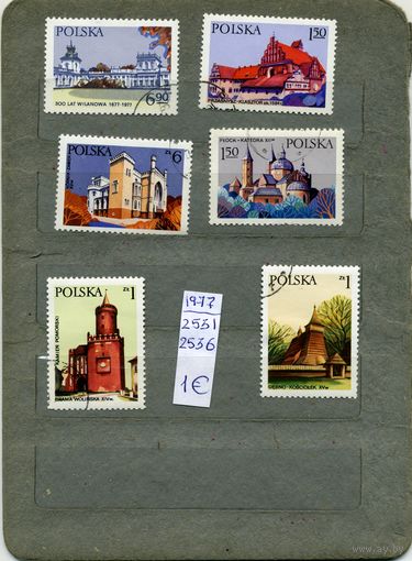 ПОЛЬША, 1977, ПАМЯТНИКИ АРХИТЕКТУРЫ ,   серия  6м,  (справочно приведены номера и цены по  Michel)