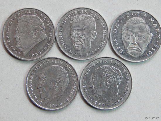 ФРГ 2 марки 5 шт.1976-92г.