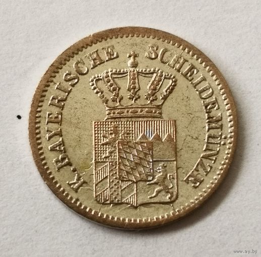 1 крейцер 1869  г.  Бавария.  Германия.